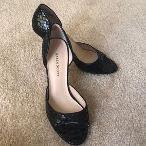 Black snakeskin heels